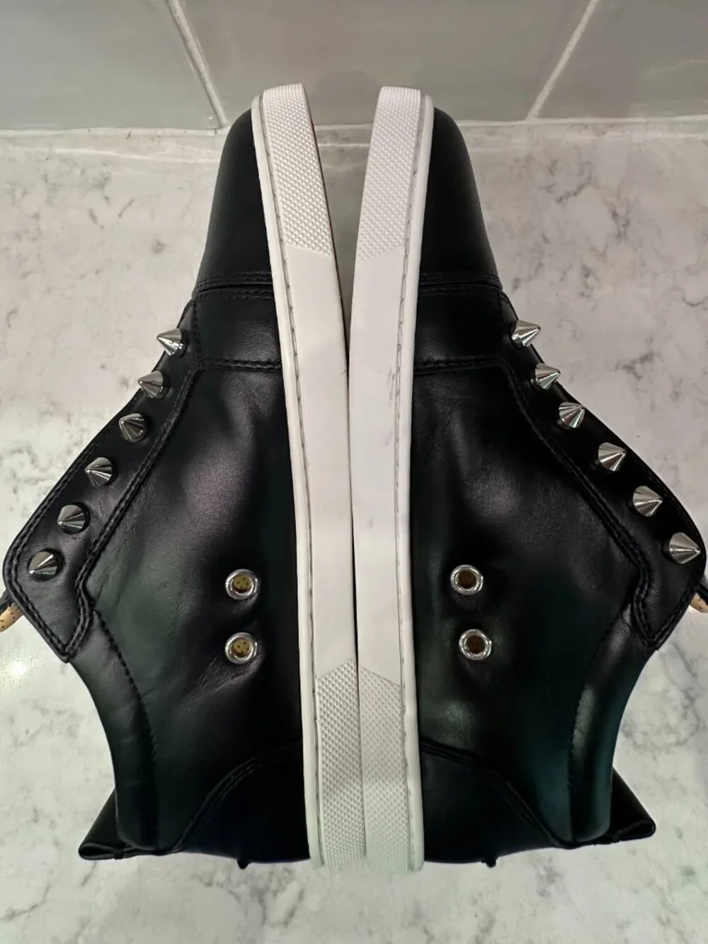CHRISTIAN LOUBOUTIN F.A.V. FIQUE A VONTADE BLACK CALFSKIN SLIP-ON SNEAKERS. EUC - Picture 4 of 9